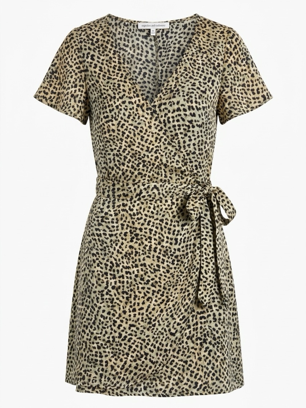 cupcakes & cashmere Short Leopard Print Wrap Dress in Black and Cream